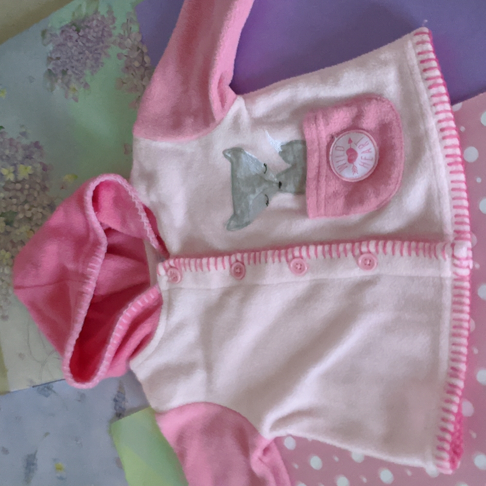 💝 0-3 mo, Bon Bebe pink fleece Fox hoodie